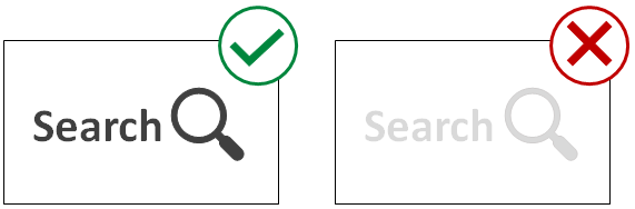 Two versions of the word “search” next to a search icon (a magnifying glass). One version is a dark gray and the other is a very light gray.