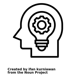 Outline of a head with a lightbulb inside.