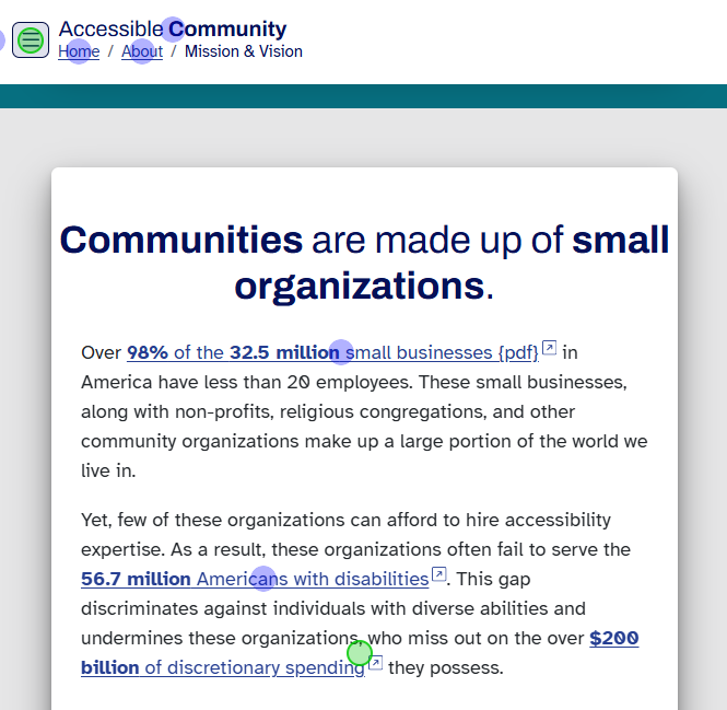 Screenshot of a webpage with two paragraphs. Each paragraph contains a link within a sentence.