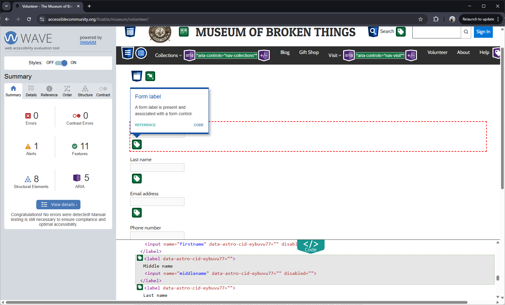 Screenshot of a password form with descriptions of the “Input Field,” “Hint Text,” and “Required Status.”