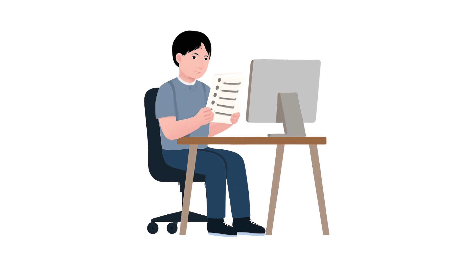 A person consulting a checklist.