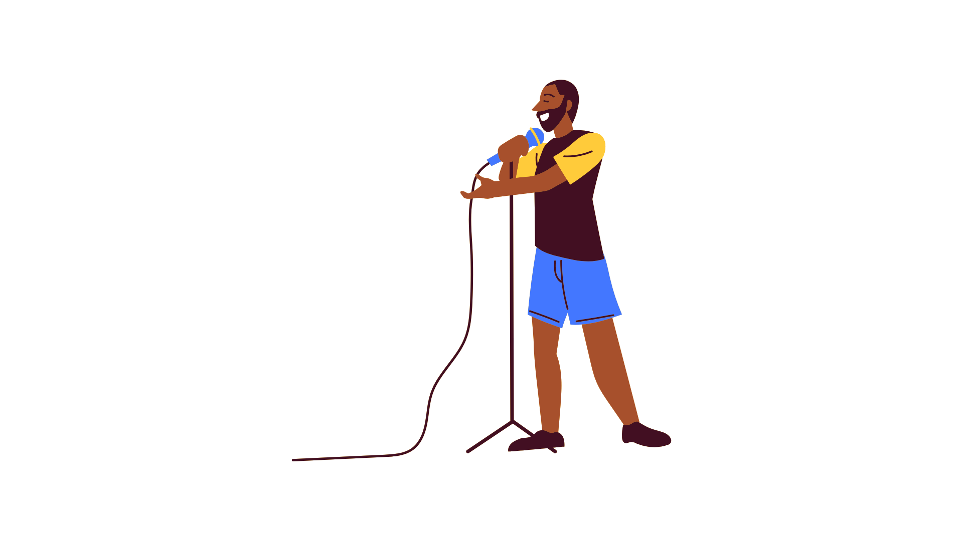 A man sings into a microphone.